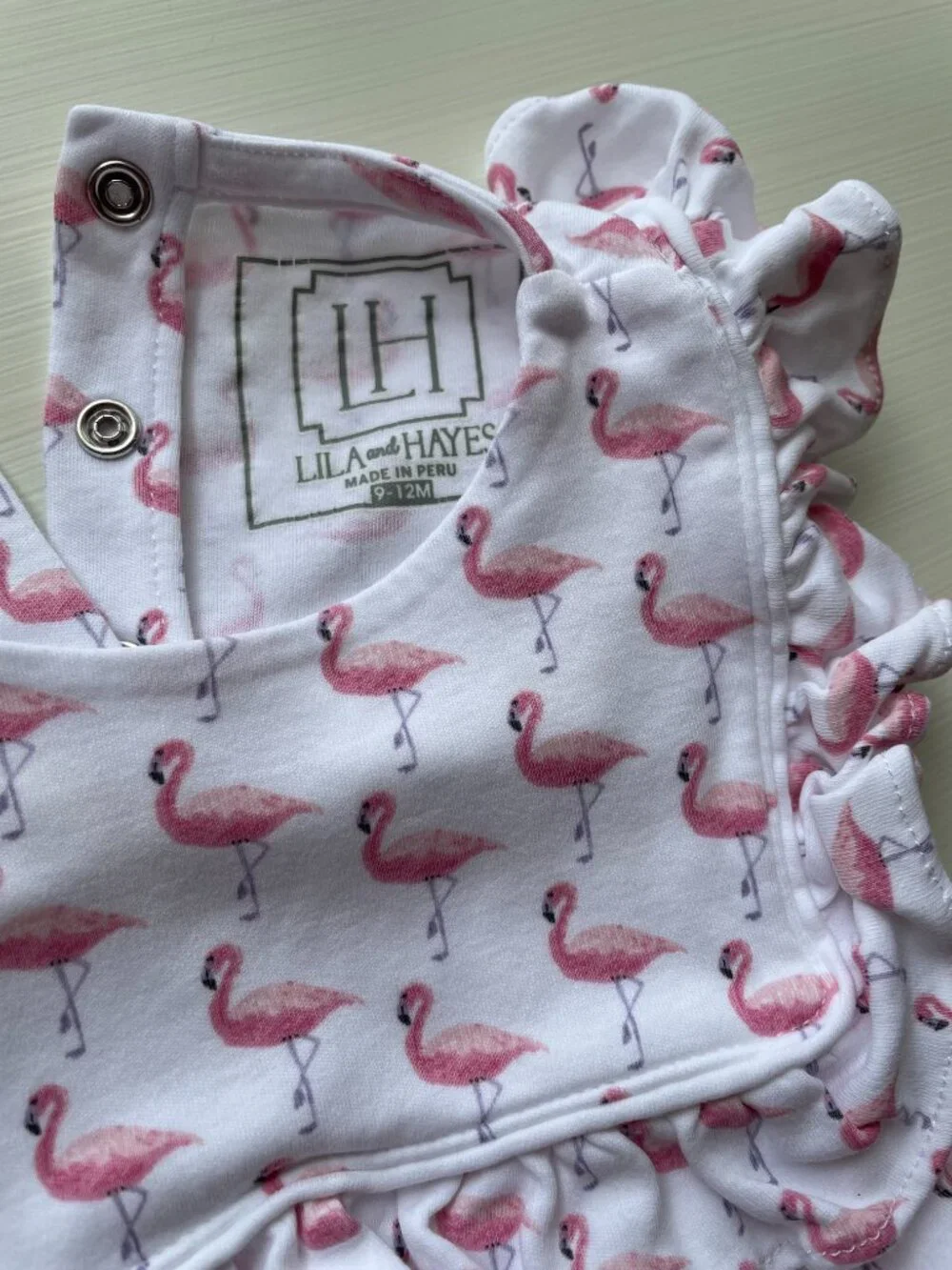Lila and Hayes Pink Flamingo Ruffle Bubble Size 9 to 12 Months